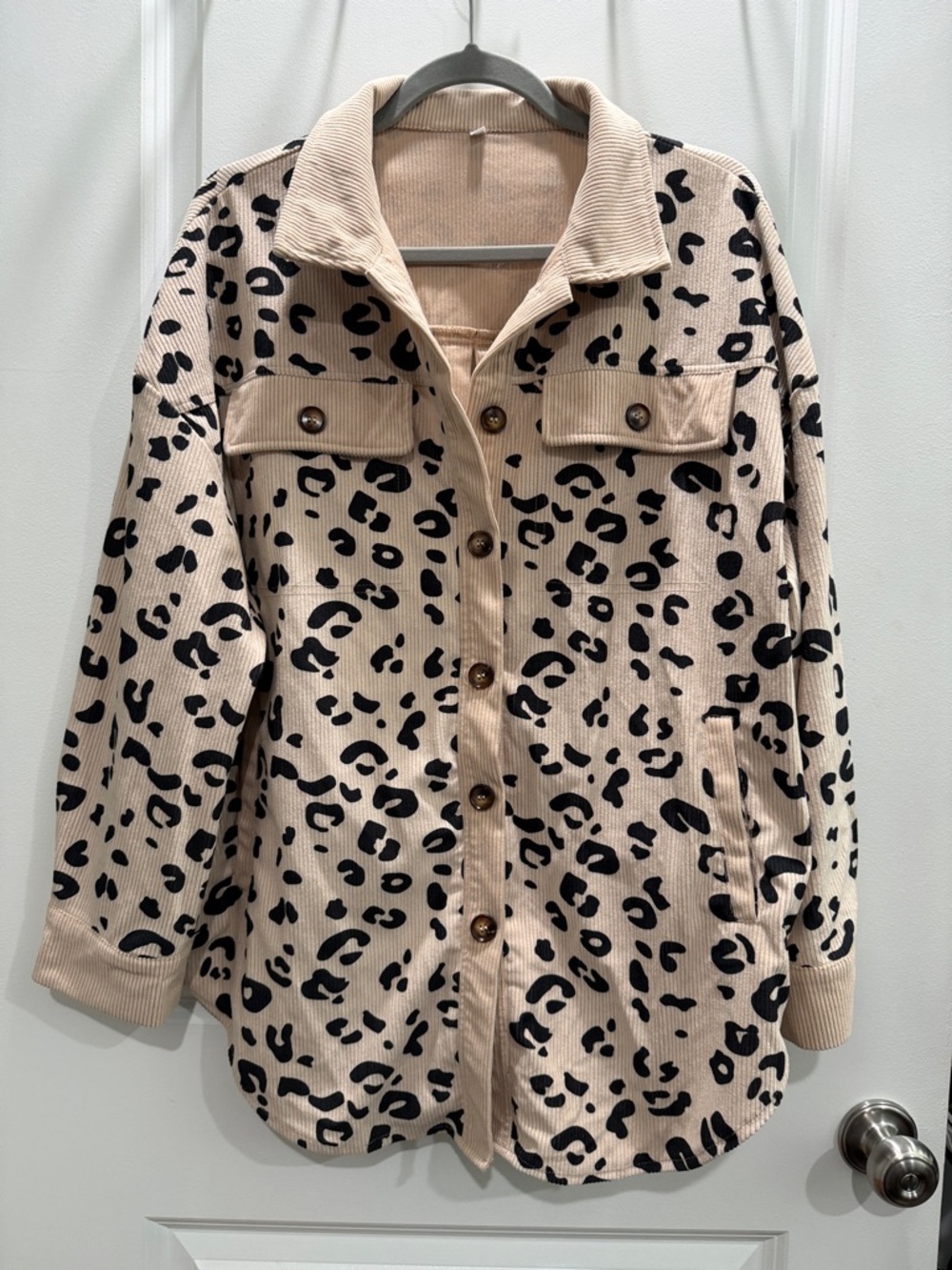 Leopard Print Utility Shacket in Beige